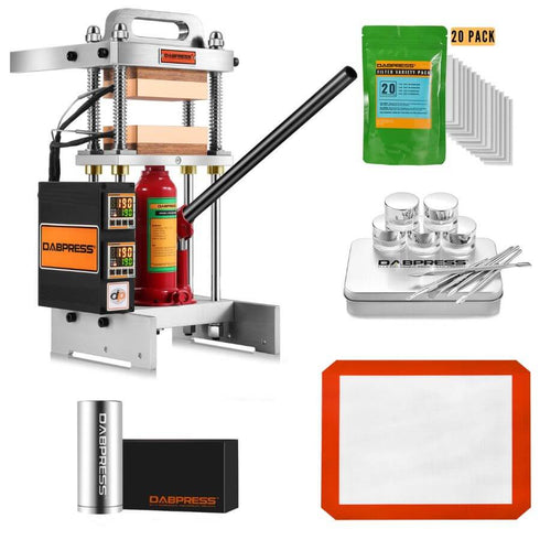 DABPRESS 4 Ton Rosin Press Bundle - Including Variety Rosin Bags, Round Pre Press Mold and Collection Kit