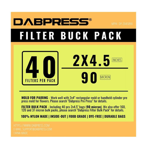 Dabpress Rosin Press Bags - 2x4 Nylon Screen Mesh Bags from 37,90,120 and 160 Micron for Extraction - ROSITEK